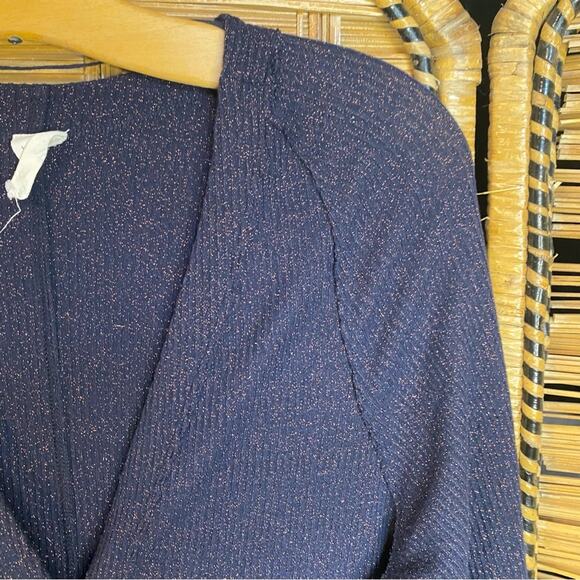 We The Free Midnight Blue Knit Cardigan duster with copper rose shimmer medium - Picture 6 of 13